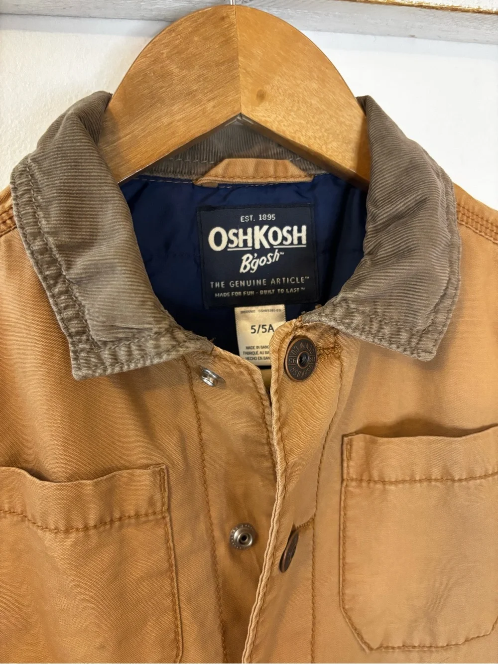 OshKosh B'gosh Kids' Brown Canvas Barn Jacket Corduroy Collar